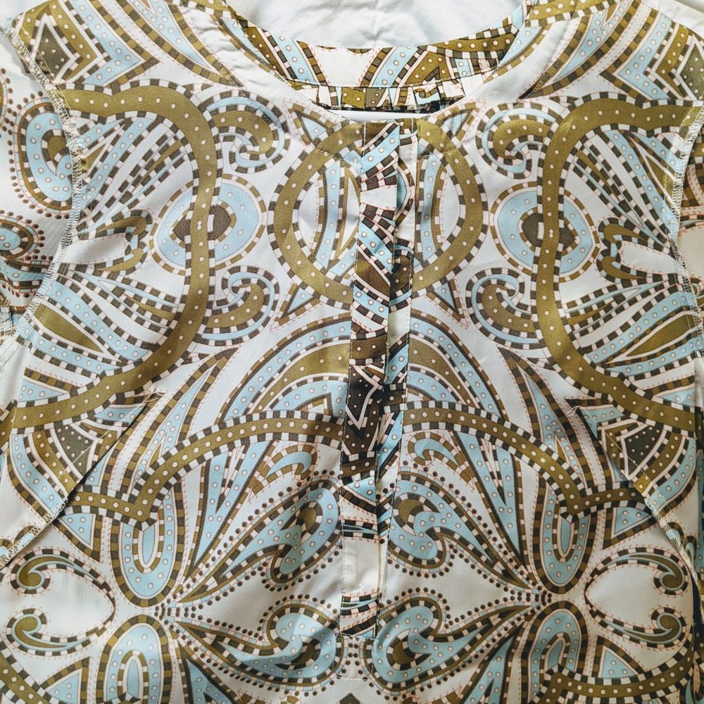 J Crew "vintage" silk blue and brown dress - Picture 7 of 13